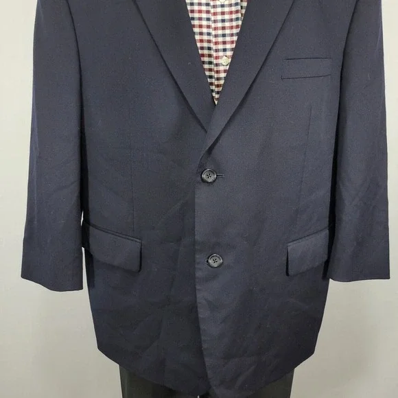 Joseph Feiss Men's Sport Coat‎ Blazer Two Button Navy Blue Wool Twill 50S